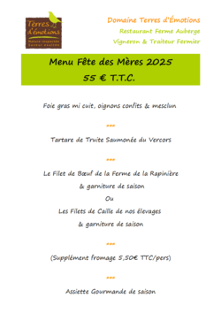 Menu Fête des Mères 55€TTC