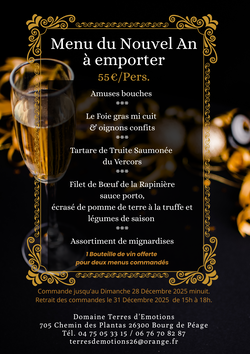 Menu 31 Décembre 2025 à emporter