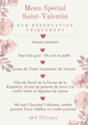 Menu St Valentin au restaurant